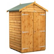 Power 4x4 Apex Garden Shed Overlap - Windowless Double Door